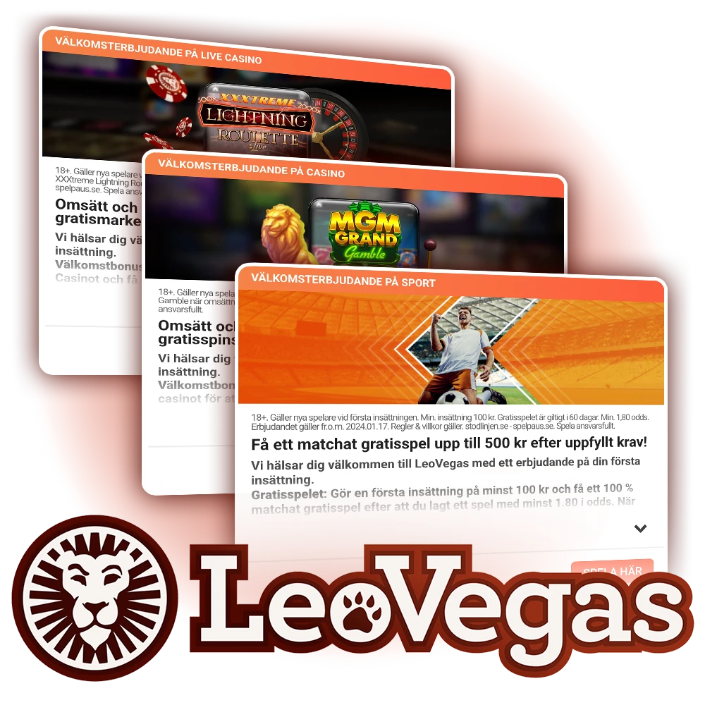 Läs om vilka bonusar LeoVegas har att erbjuda sina spelare.