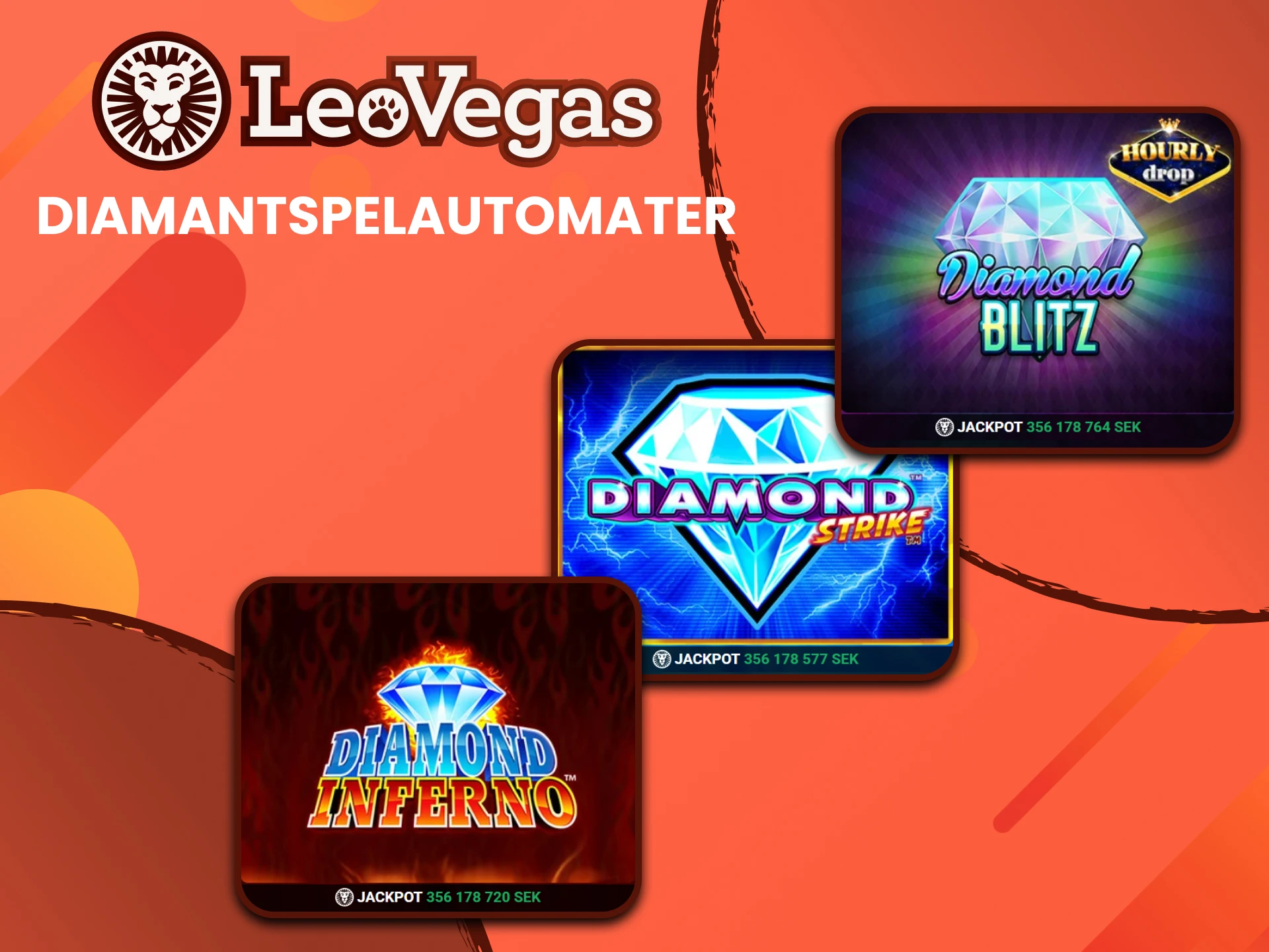 Du hittar diamantspelautomater i skattkammarsektionen på Leovegas webbplats.