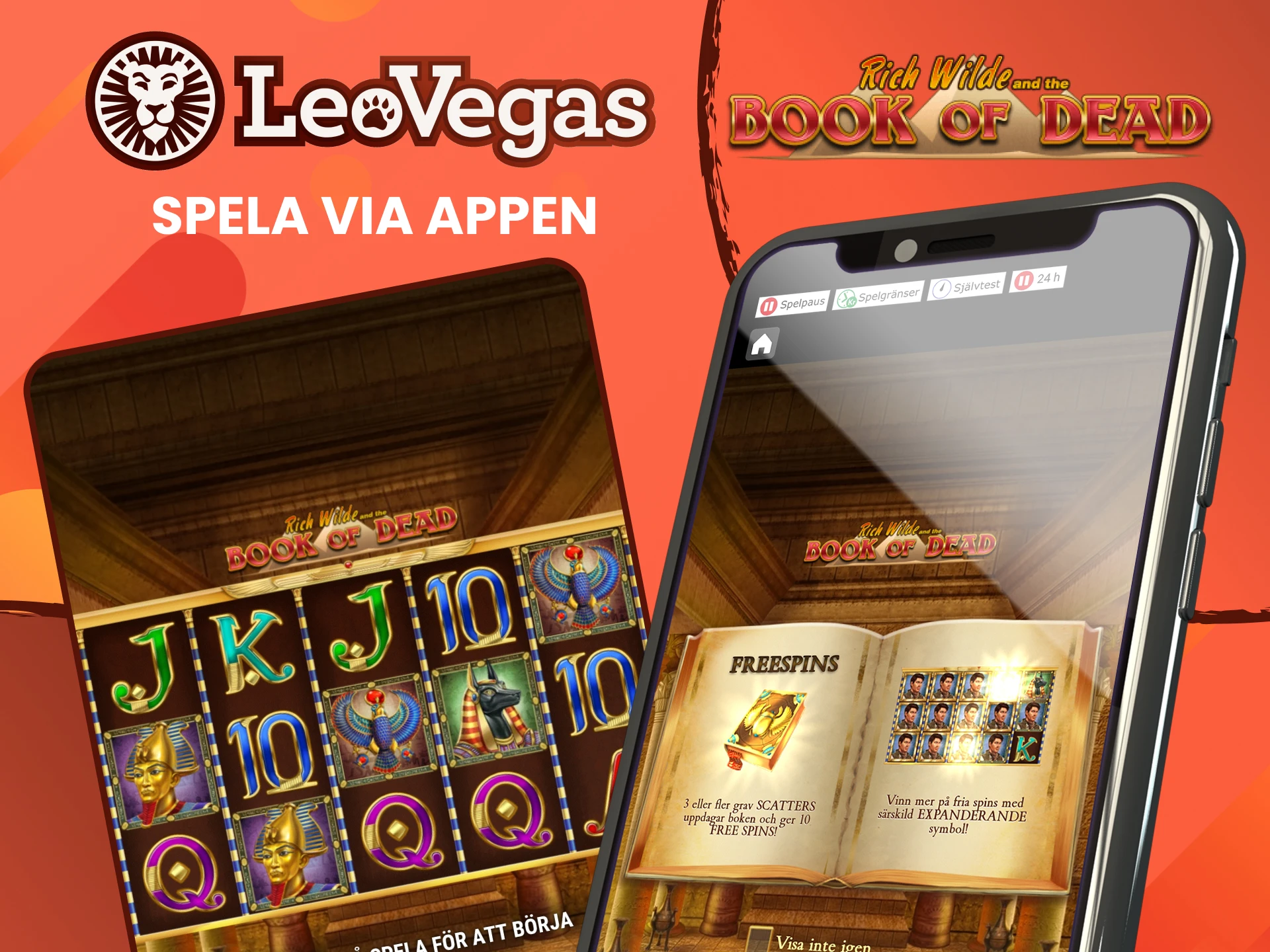 Spela Book of Dead i Leovegas-appen.