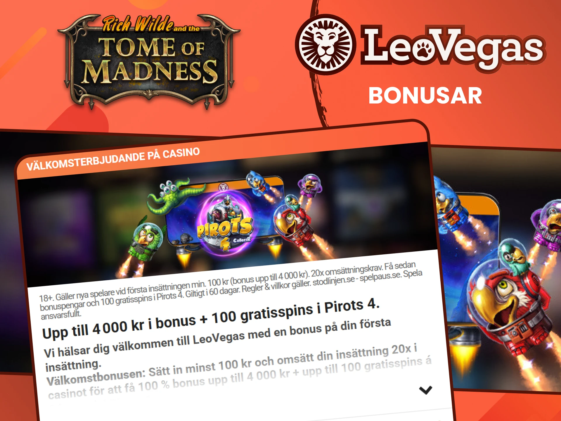 Leovegas ger bonusar till fans av spelet Rich Wilde and the Tome of Madness.