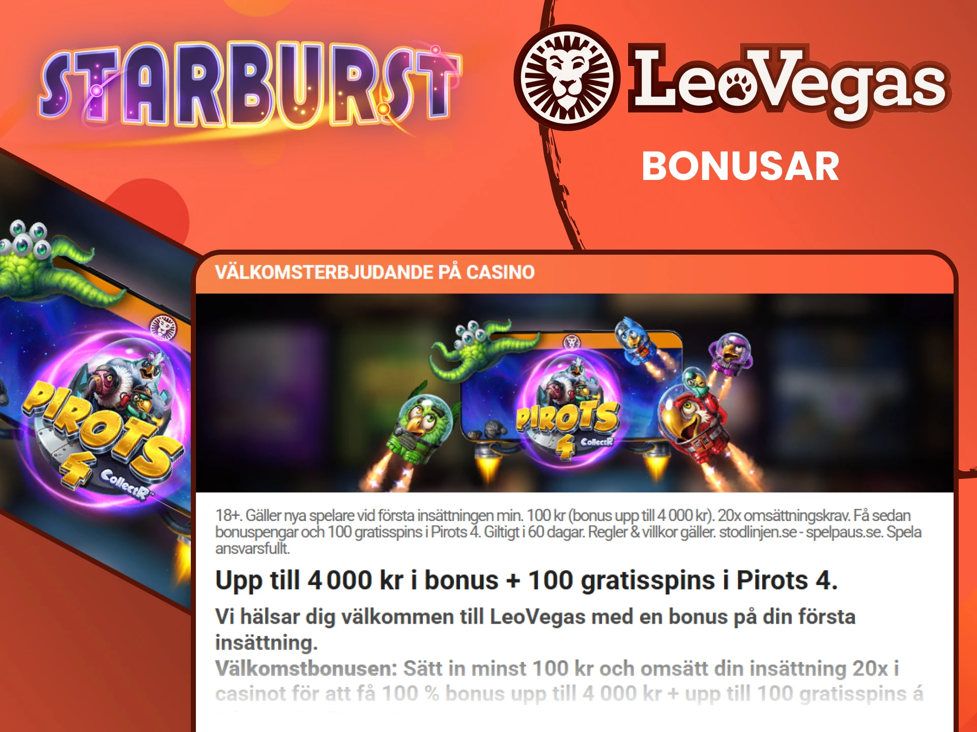 Få bonusar för spelet Starburst från Leovegas.