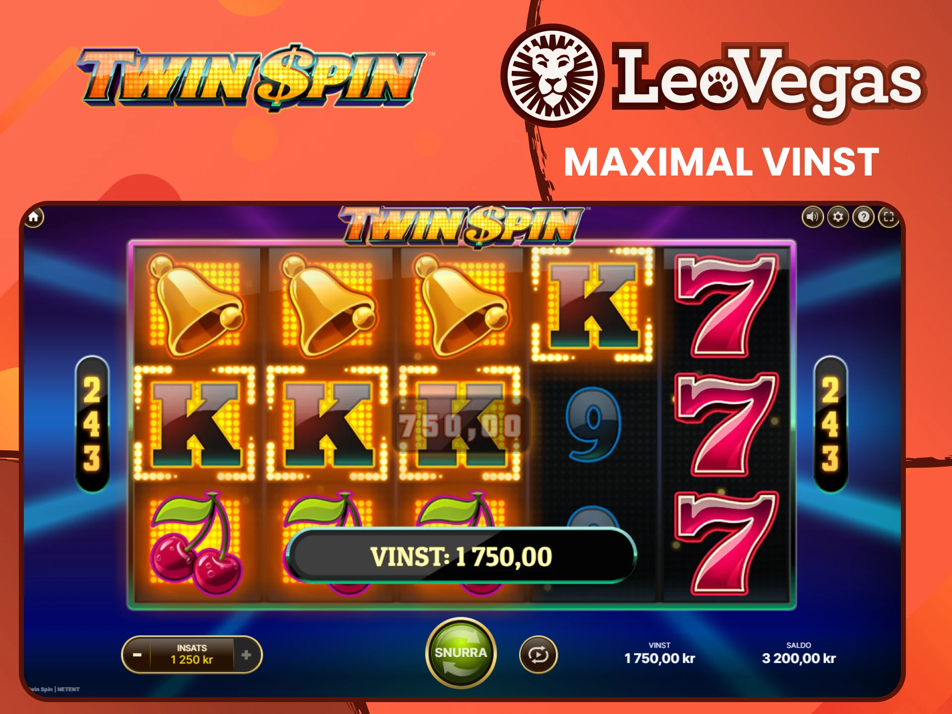 Vinn maxpriset i Twin Spin-spelet från Leovegas.