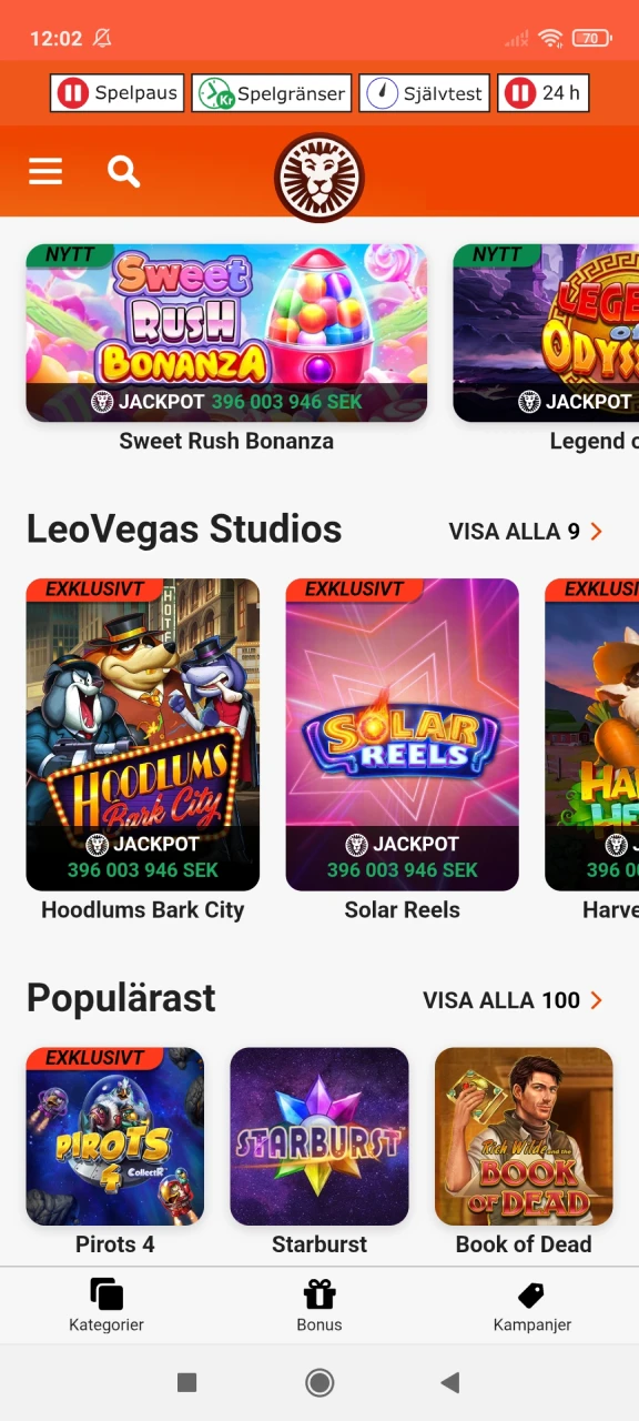 Nu kan du börja spela på Leovegas webbplats.