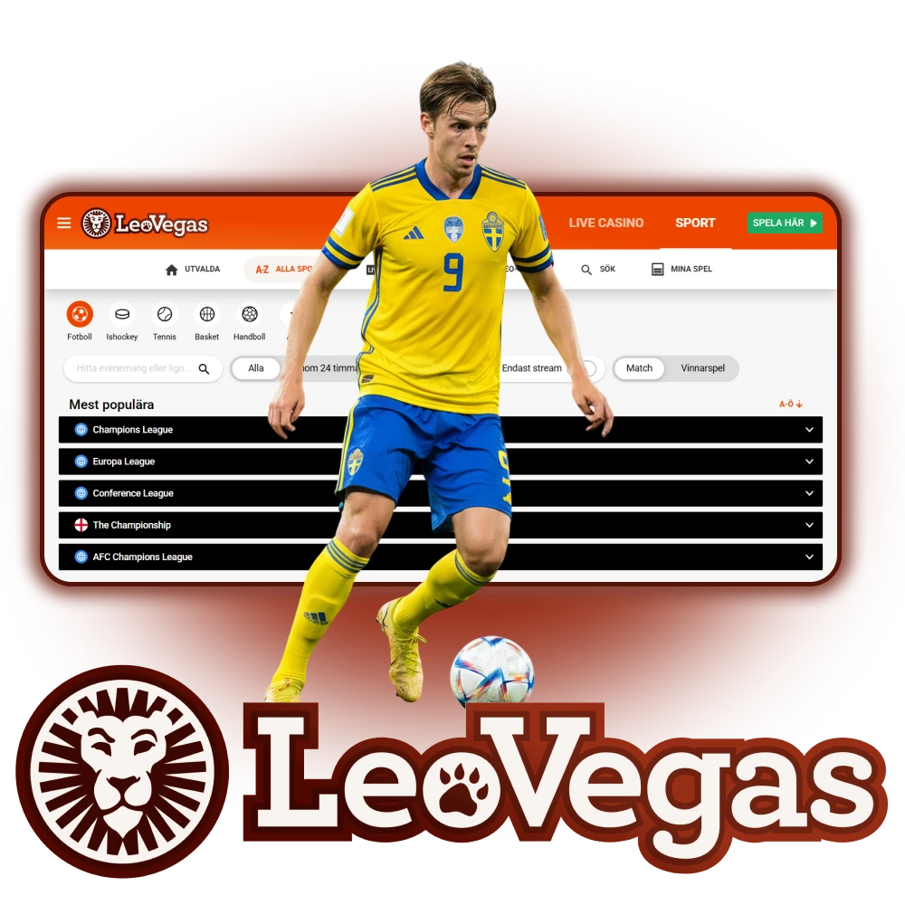 Många väljer fotboll för att spela på Leovegas.