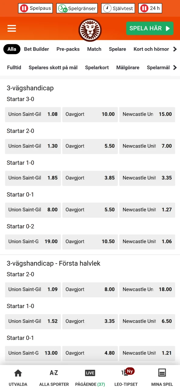 Placera nu det obligatoriska spelet på fotbollsmatchen hos Leovegas.